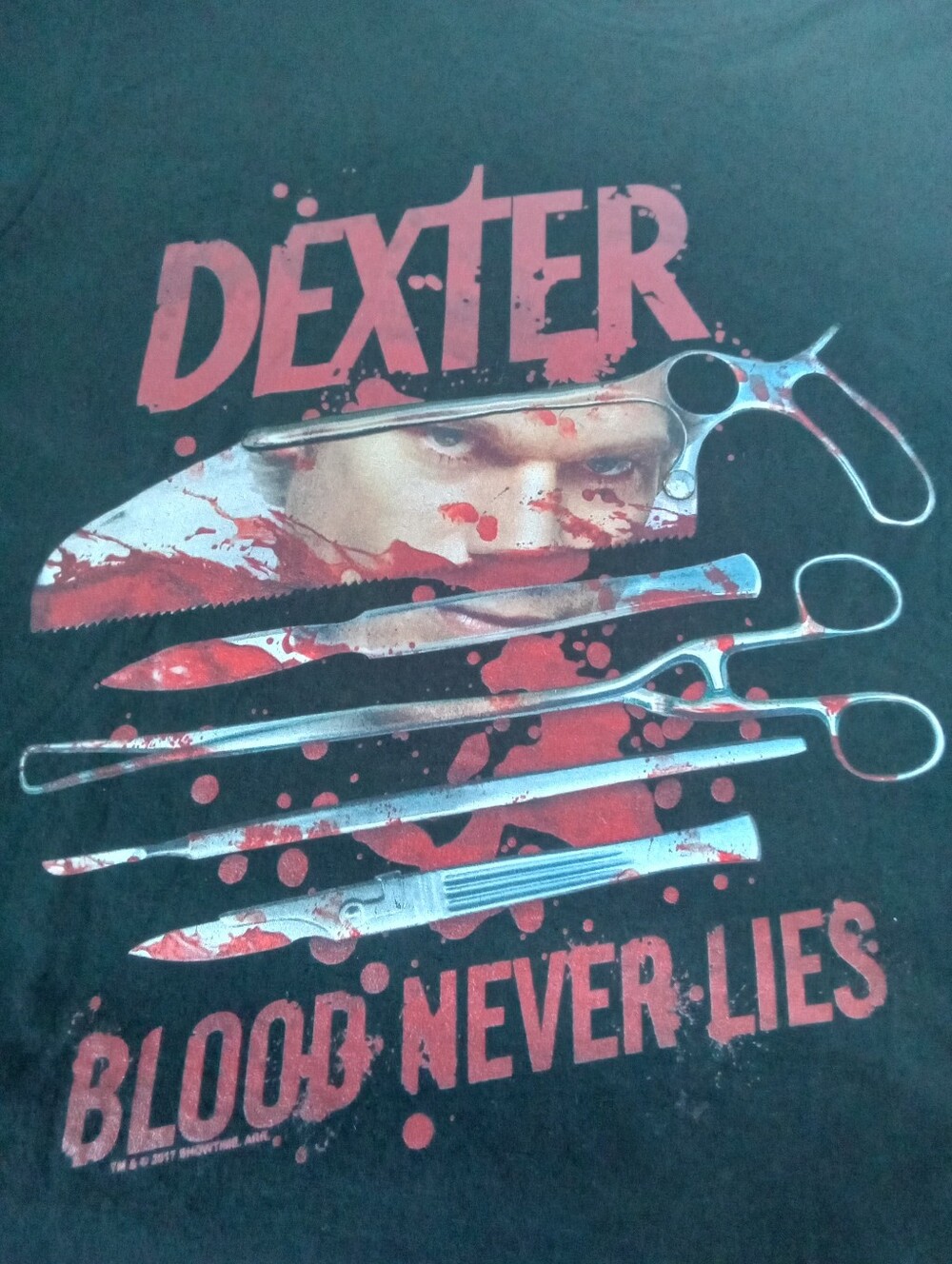 Dexter Black Tee with Red and Silver Graphic